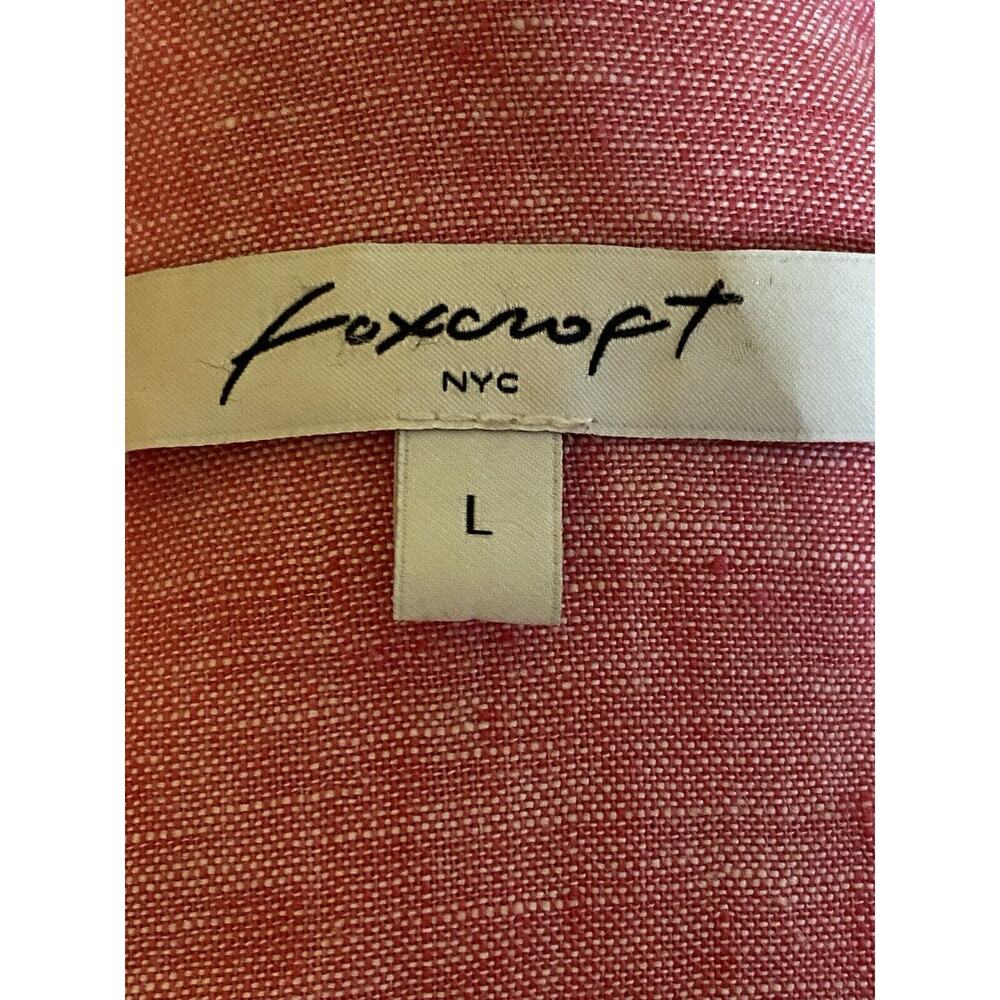 Foxcroft NYC Womens L Pink 100% Linen Shirt Coastal Lagenlook Fall Layer - Picture 3 of 8